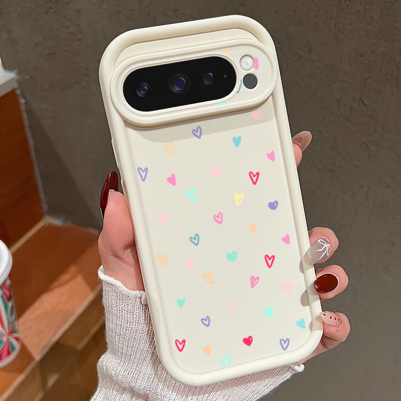 Google Pixel 9 - Bunte kleine Herzen weiche Hülle für