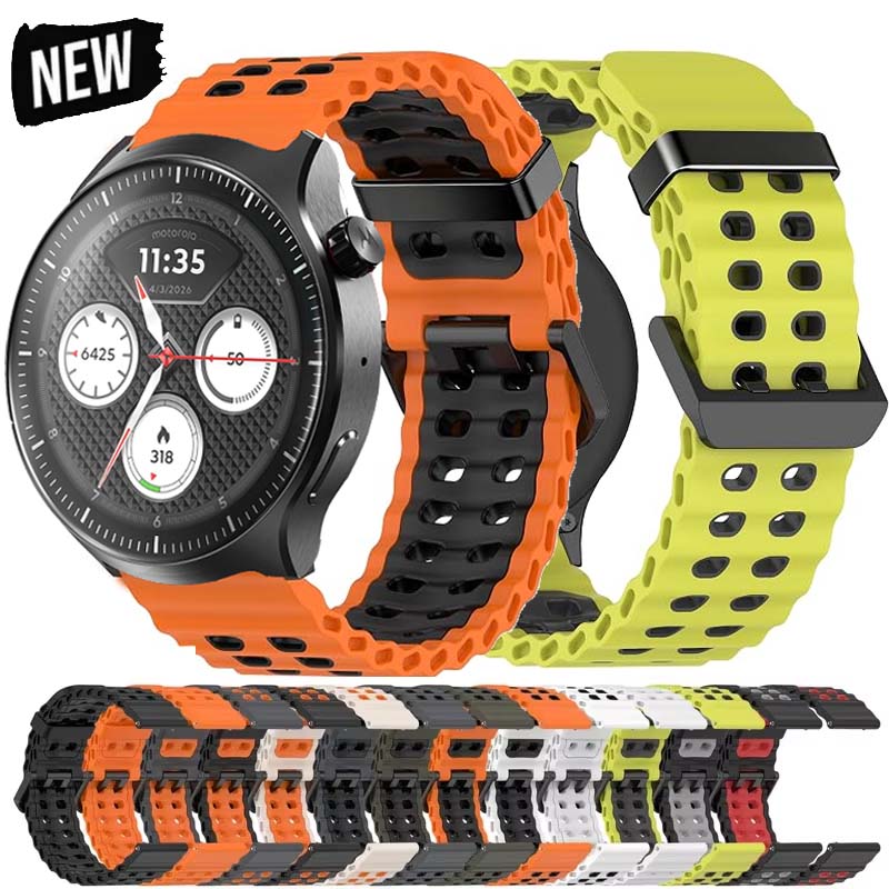 Motorola Smartwatch Accessories - Atmungsaktives, zweifarbiges Silikonarmband für die Moto